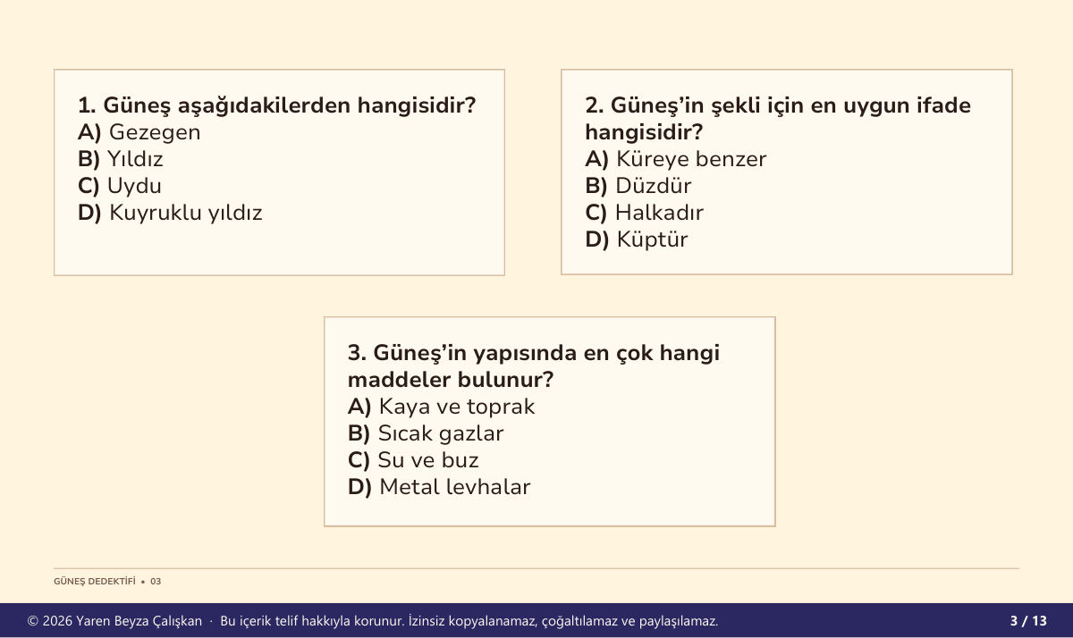 Çoktan seçmeli sorular