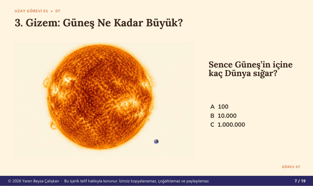 3. gizem: Güneş ne kadar büyük?